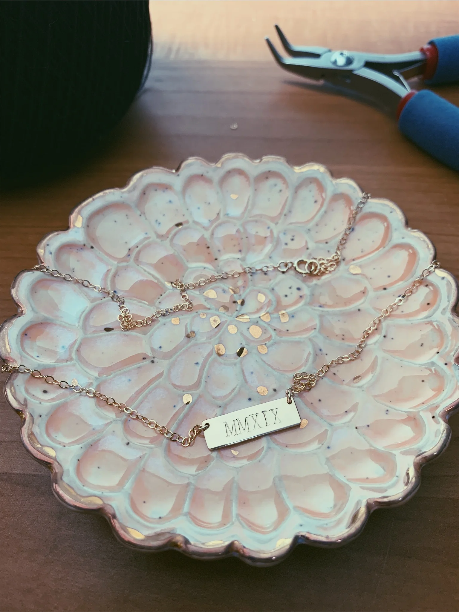 Tall Bar Necklace, 14K Gold Fill, Personalize, Roman Numberals - Stamped &amp; Co.