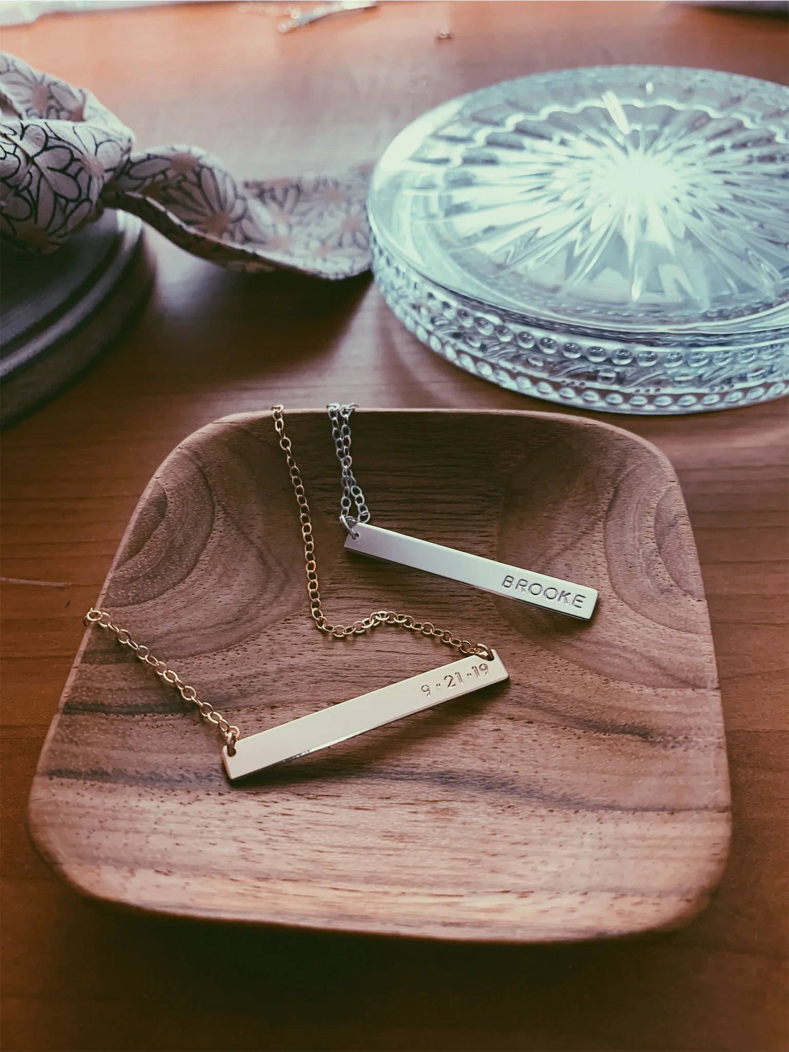 Hand Stamped, Sterling SIlver, 14K Gold Filled Vertical Bar Necklace, Personalizable - Stamped &amp; Co.