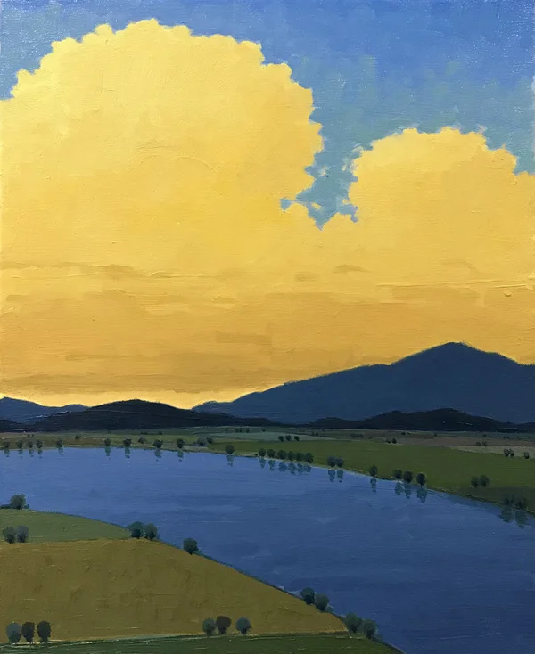 River with Evening Clouds, 2019, oil on canvas, 20 x 16