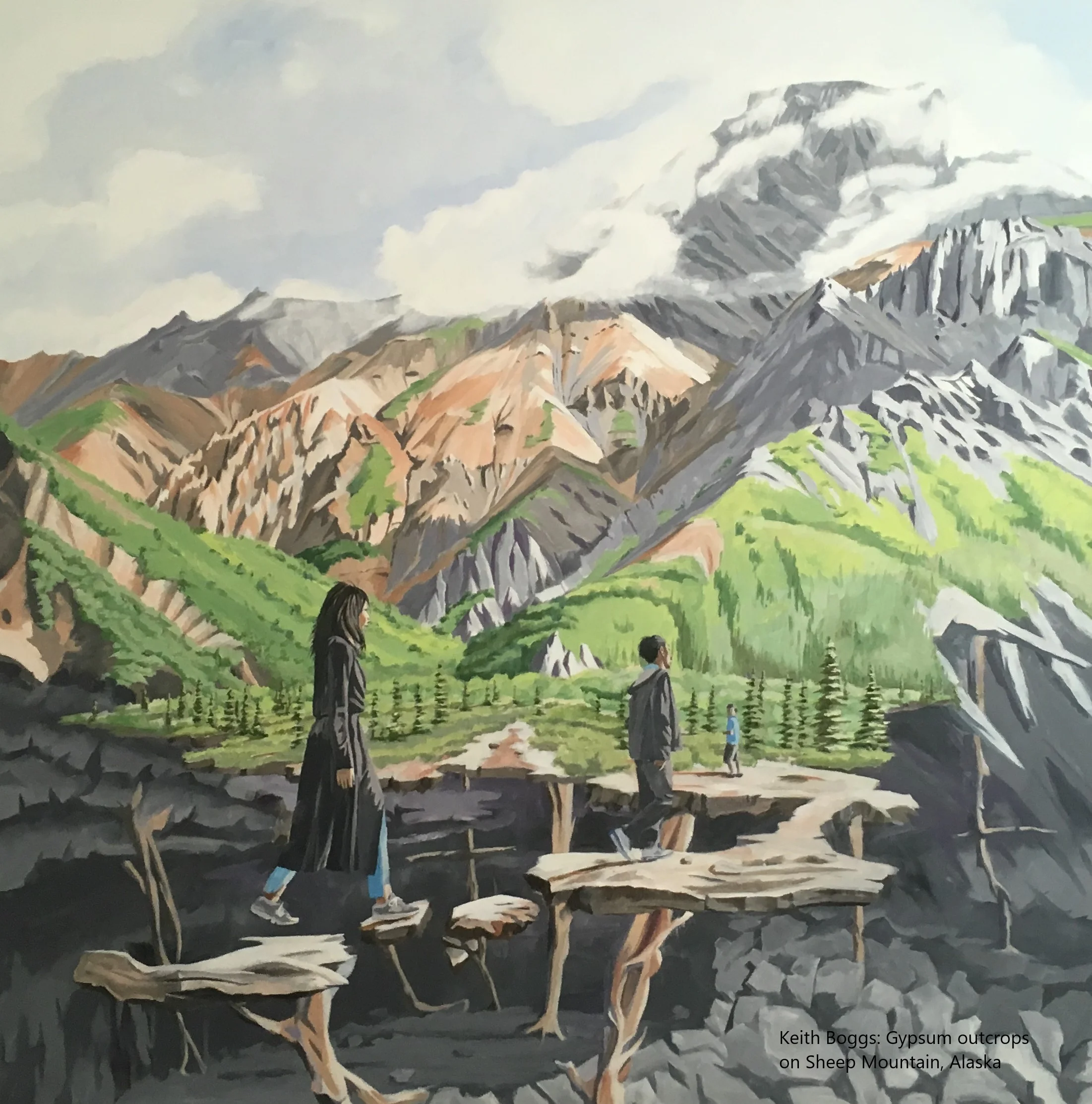 Gypsum outcrops on Sheep Mountain, Alaska.  4 x 4 ft