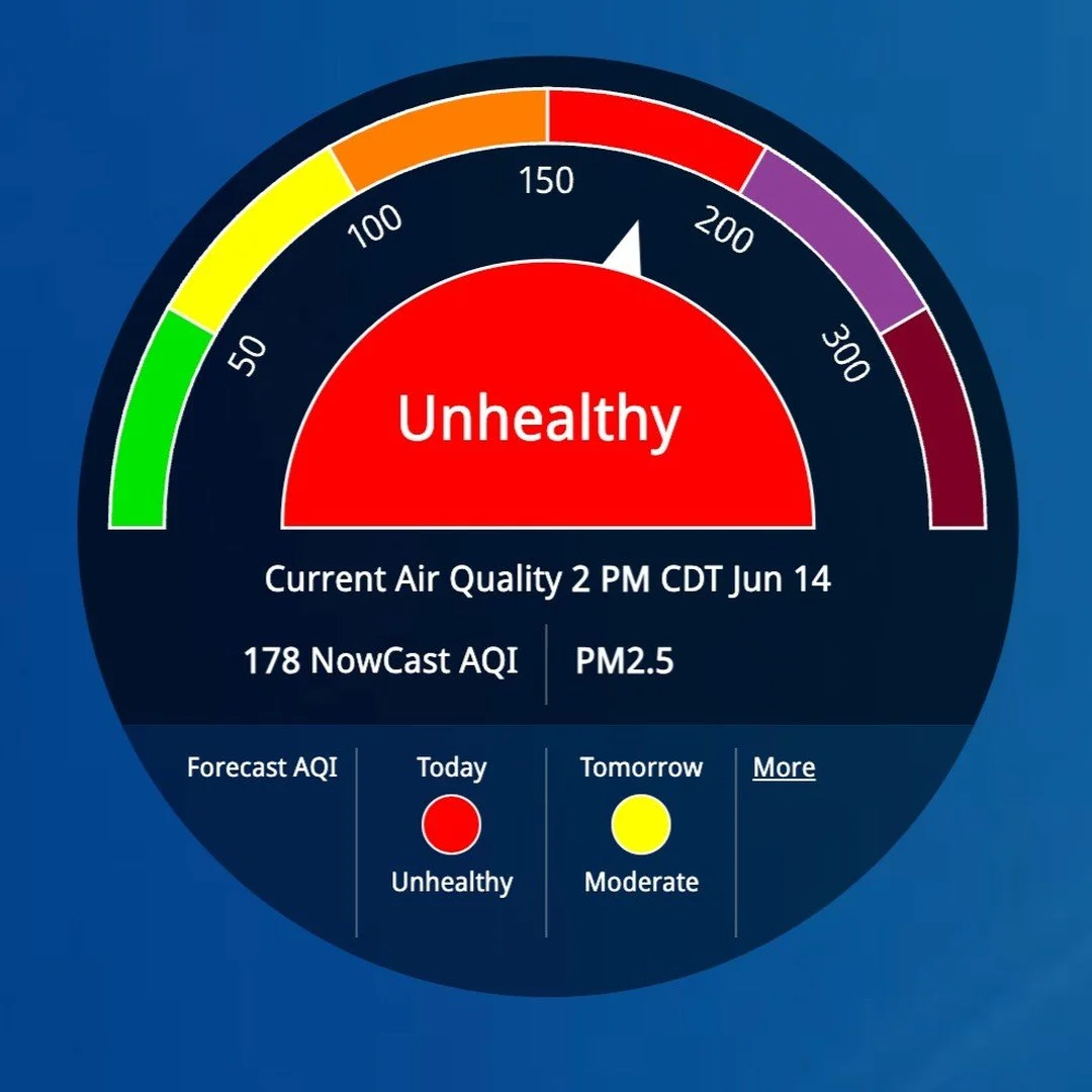 Wildfire smoke is causing dangerously unhealthy air quality in our neighborhood. 

People with heart or lung disease, older adults, children and teens &ndash; take any of these steps to reduce your exposure:

- Avoid strenuous outdoor activities.
- K