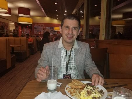 Here we are on Saturday night at Denny's sharing our final meal together.