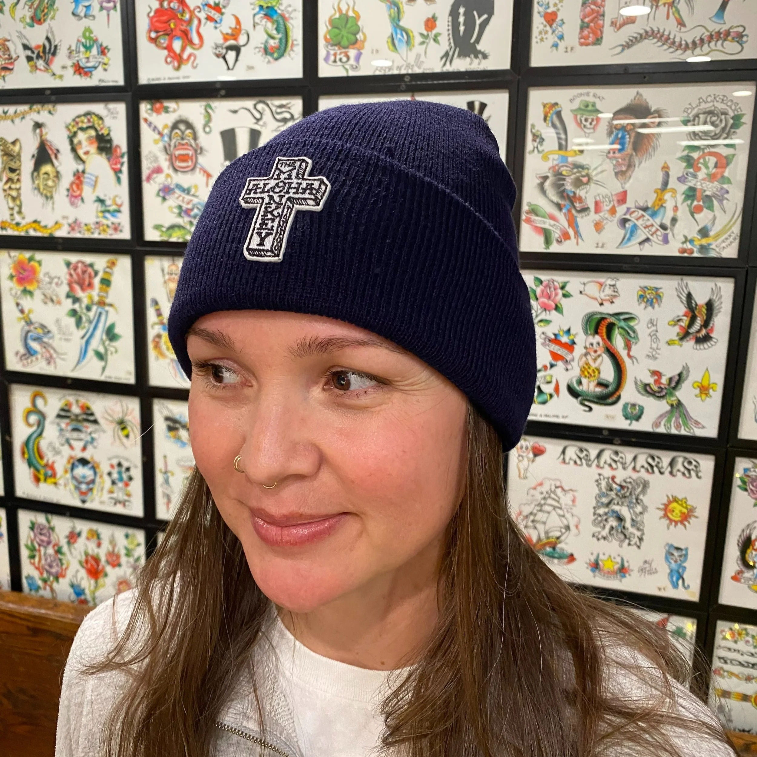 アパルトモン グッド グリーフ PATCHED KNIT BEANIE ブラウン 1066 Patch Knit Beanie With Cuff - Hit Promotional Products