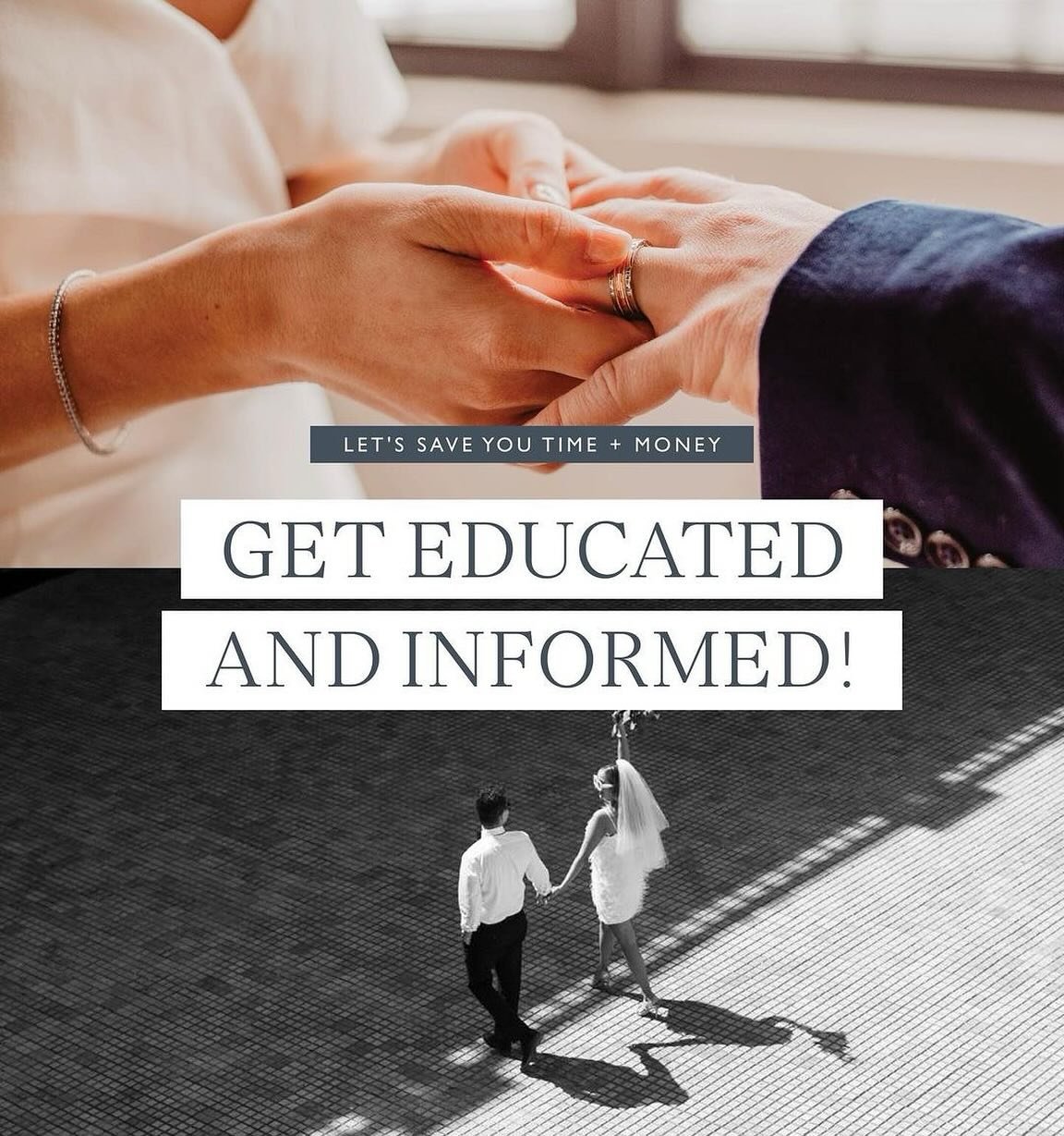 𝘓𝘦𝘵𝘴 𝘚𝘈𝘝𝘌 𝘺𝘰𝘶 𝘛𝘐𝘔𝘌 𝘢𝘯𝘥 𝘔𝘖𝘕𝘌𝘠!

It&rsquo;s so important that you&rsquo;re educated and informed on every decision of your wedding. 

It&rsquo;s a large investment of time &amp; money so why would you not explore having a wedding