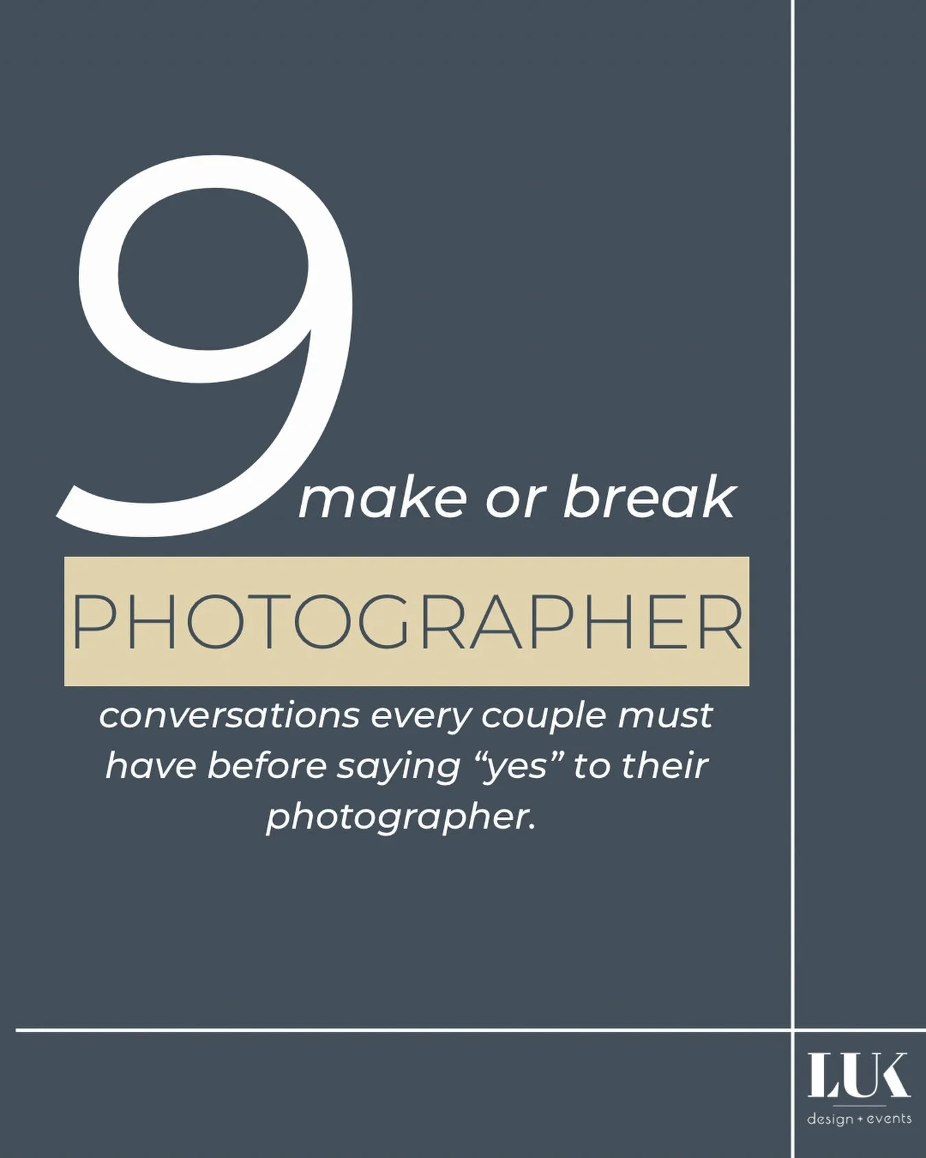 STOP SCROLLING &mdash; your photographer will either elevate your entire wedding&hellip; or leave you with regret.

After planning countless destination weddings, these are the 9 conversations we always have with our couples before they lock someone 