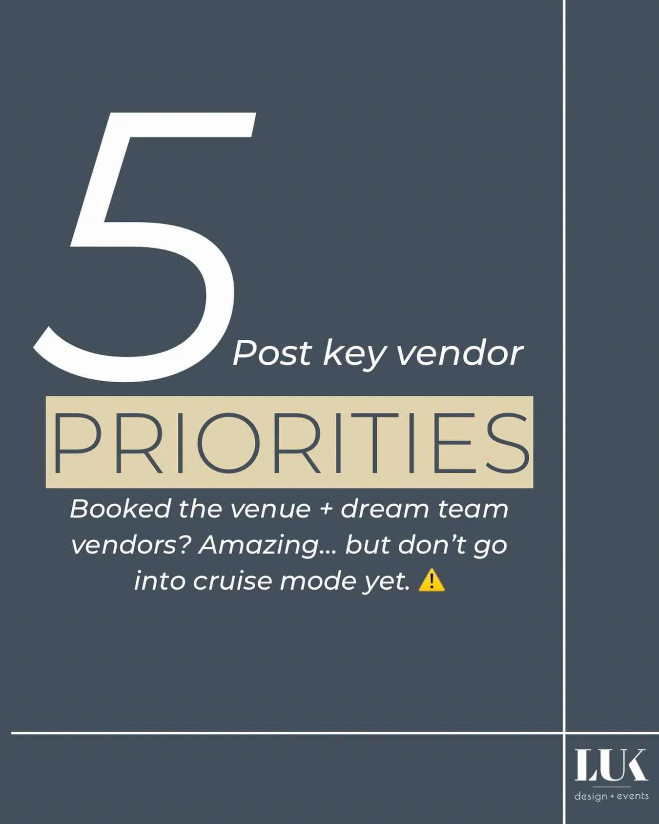 Booked the venue + dream team vendors? 
Amazing&hellip; but don&rsquo;t go into cruise mode yet. ⚠️

Truth: you&rsquo;ve only planned about 33% of your wedding.

Once the big categories are locked in, the real wedding-building stage begins &mdash; an
