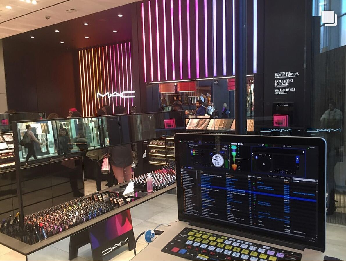 A Wayback Wednesday from 2017 when I played @maccosmetics - @yorkdalestyle for the awesome @maccosmeticscanada 
team.
.
.
Props and respects to @eliseisfancy @krissinno &amp; @hillary_rae! 
.
.
#eventprofs #toronto #maccosmetics #torontoevents #dj #e