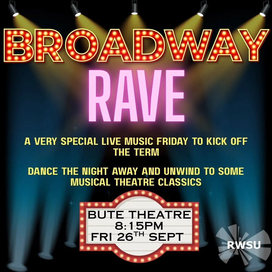 TONIGHT’S THE NIGHT!
Doors to the Bute Theatre open at 8:15pm - no ticket needed.
A massive thank you in advance to the Stage Management team and the band for putting this event together, it’s going to be BIG and not one to miss!🕺🪩🎶