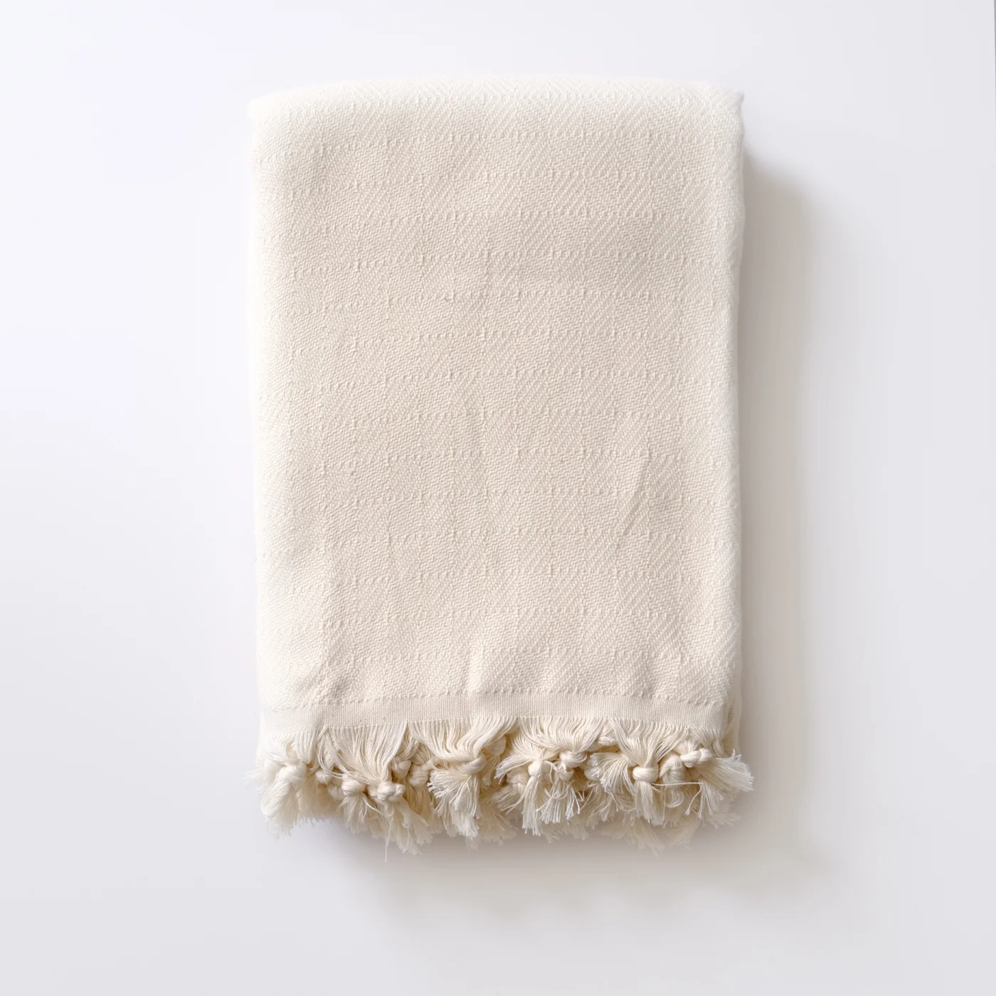 Queen size Turkish Throw, cotton blanket, handmade from Turkish Cotton, white diamond baklava patterns, hand twirled white tassels