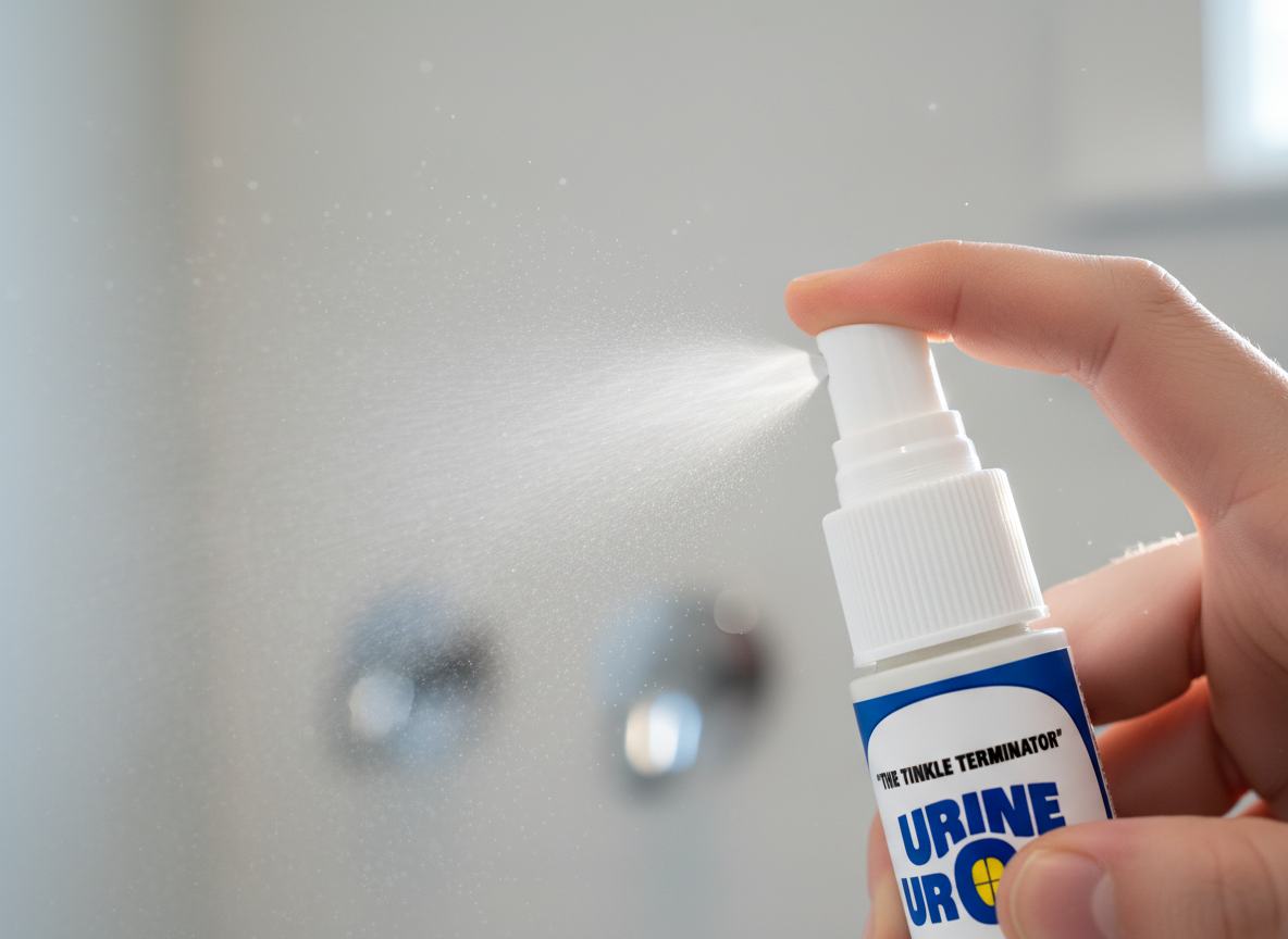 Firefly_Close-up action shot of the Urine Urout bottle being sprayed, with a single finger pr 483000.png