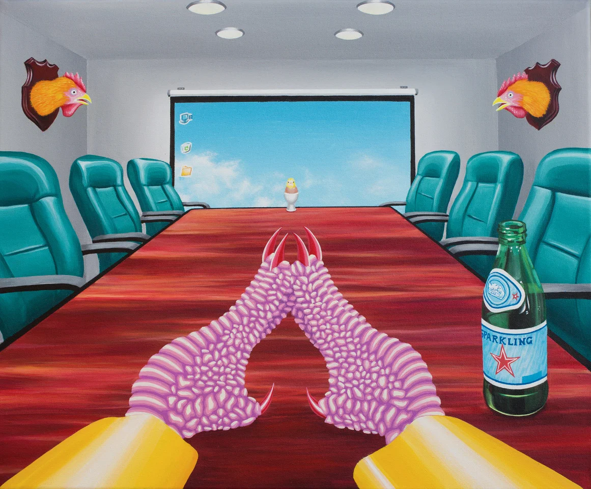   Meeting Targets,  2017, acrylic on canvas 50 x 60cm   