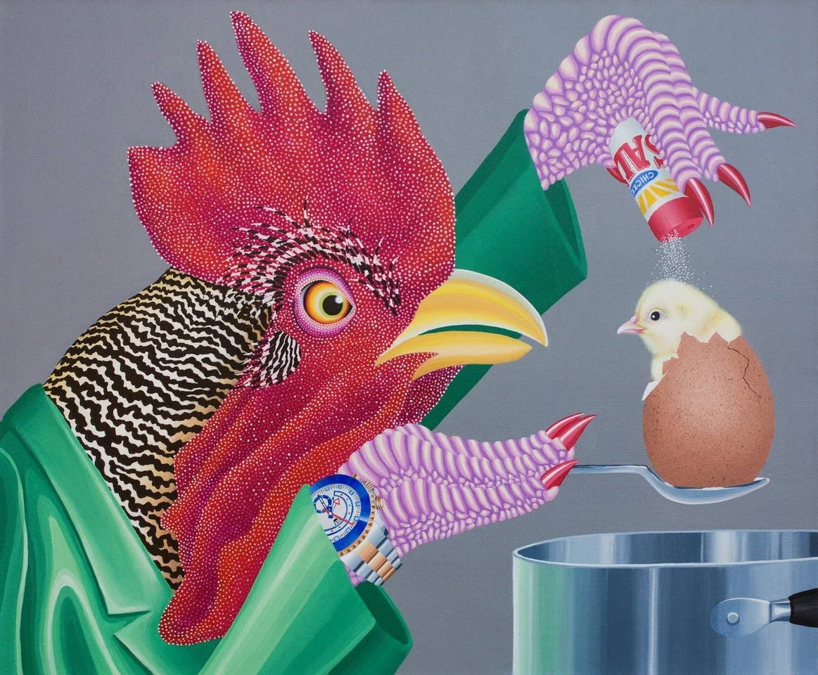   Bottoms Up , 2017, acrylic on canvas 50 x 60cm   