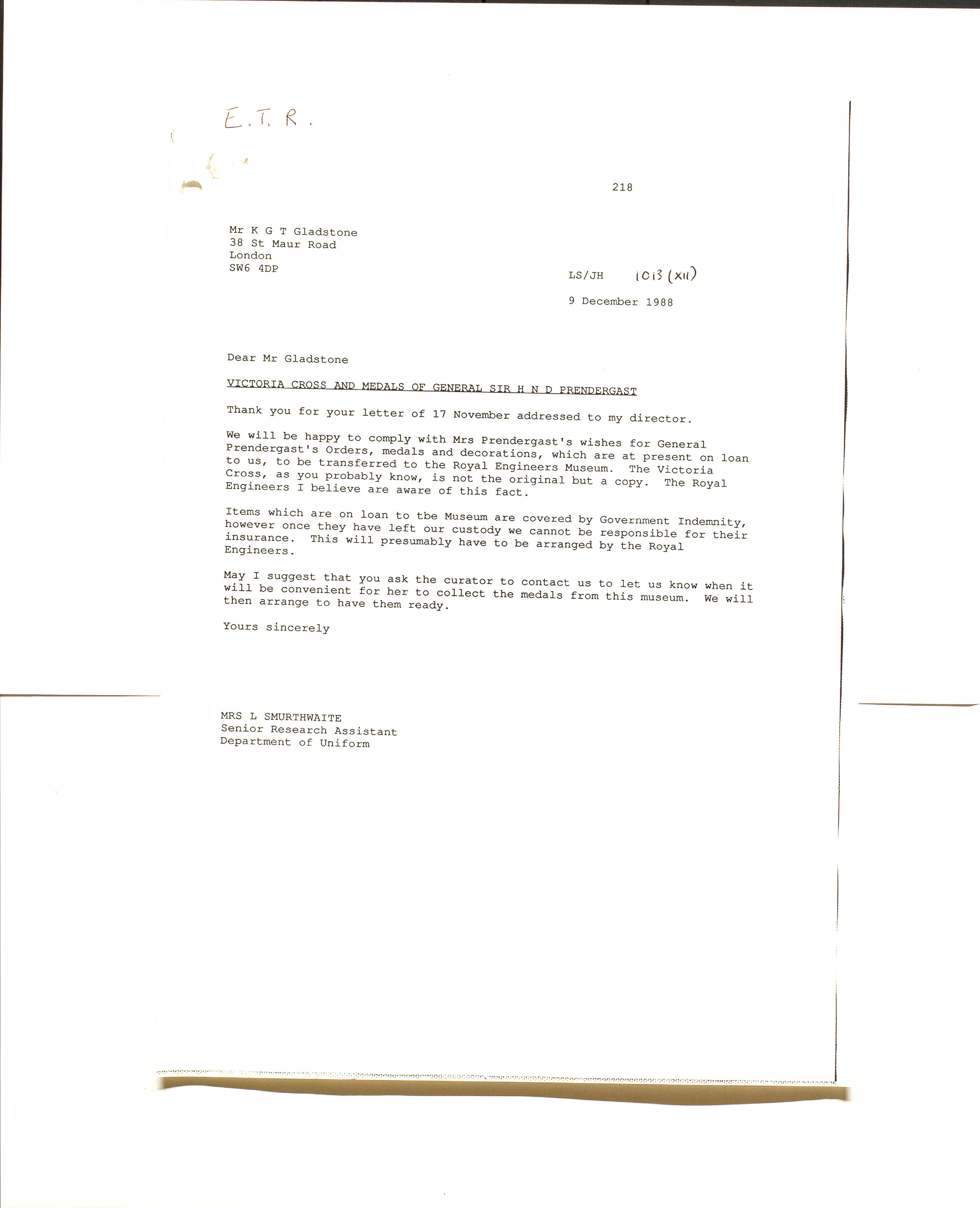  Reply from NAM confirming transfer of the VC to REM 