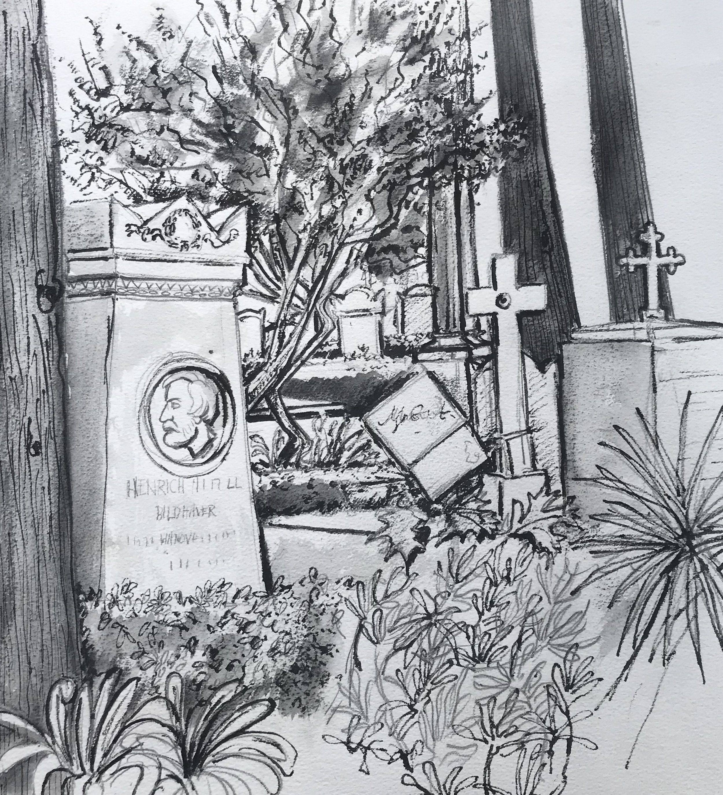 The bearded man Non Catholic Cemetery of Rome. (pencil and graphite drawing) 45 x 45cm £50 framed
