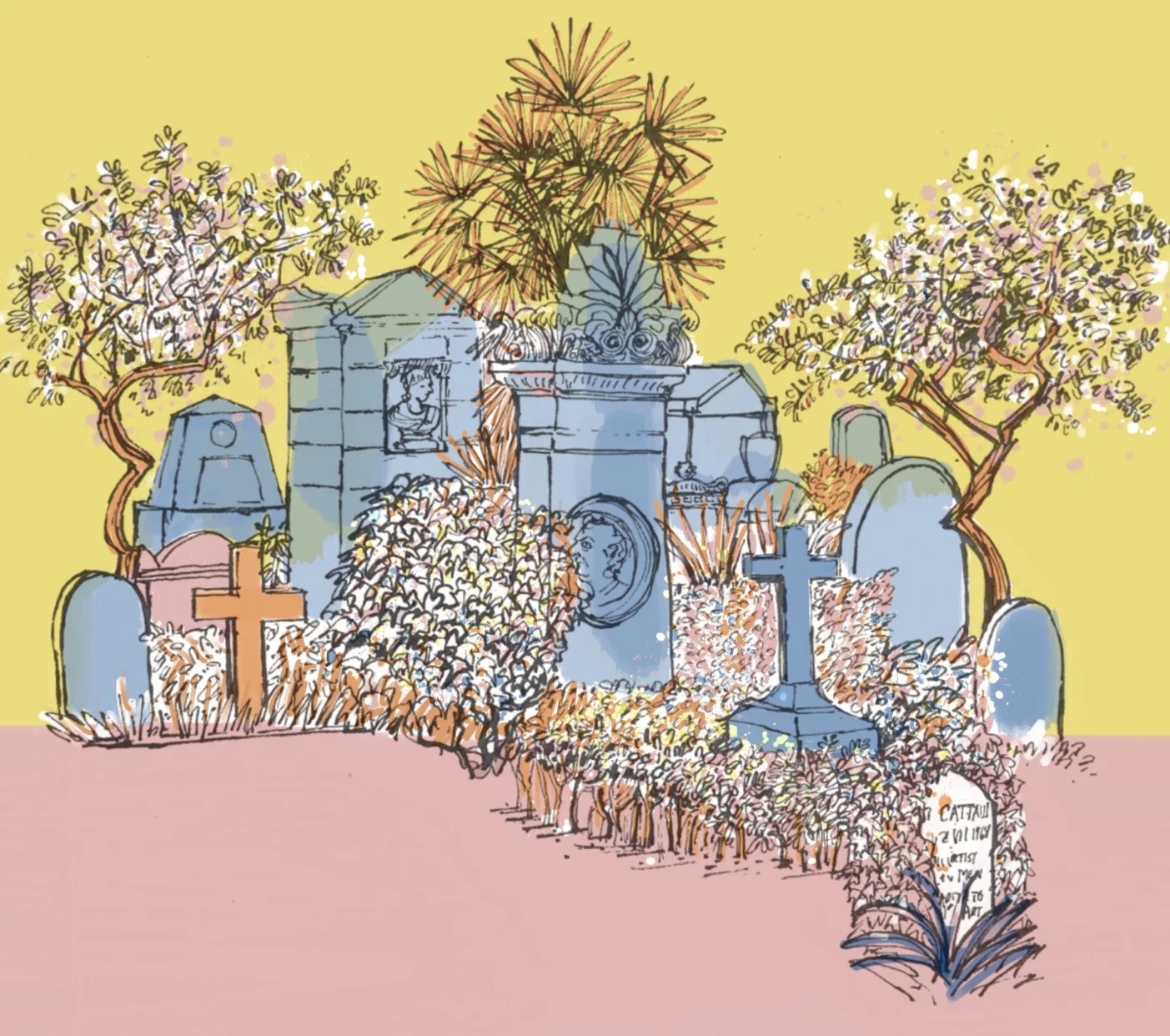 Pink and Yellow Non Catholic Cemetery of Rome. (Digital). 42 x 33.5 £45 framed, £30 unframed (edition of 5).