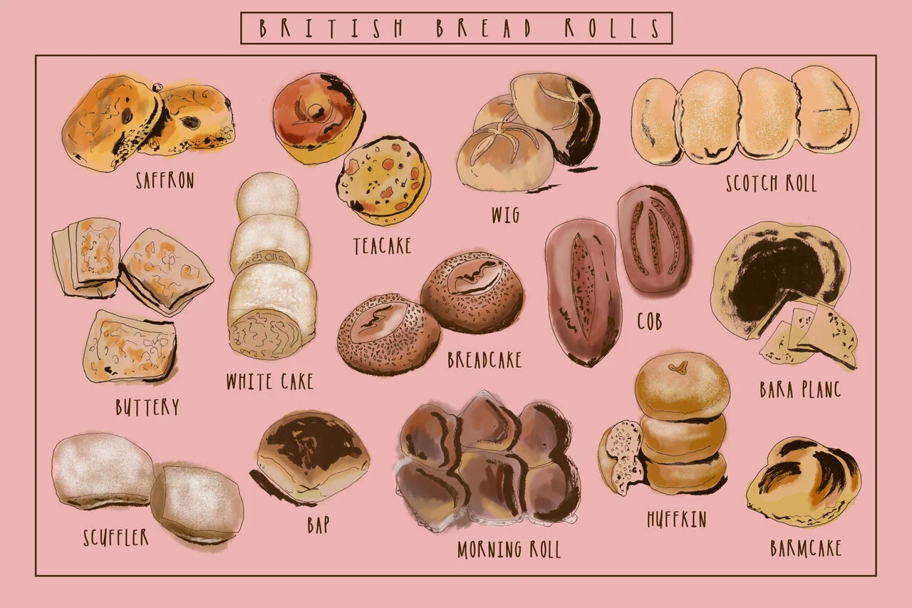 different types of bread rolls