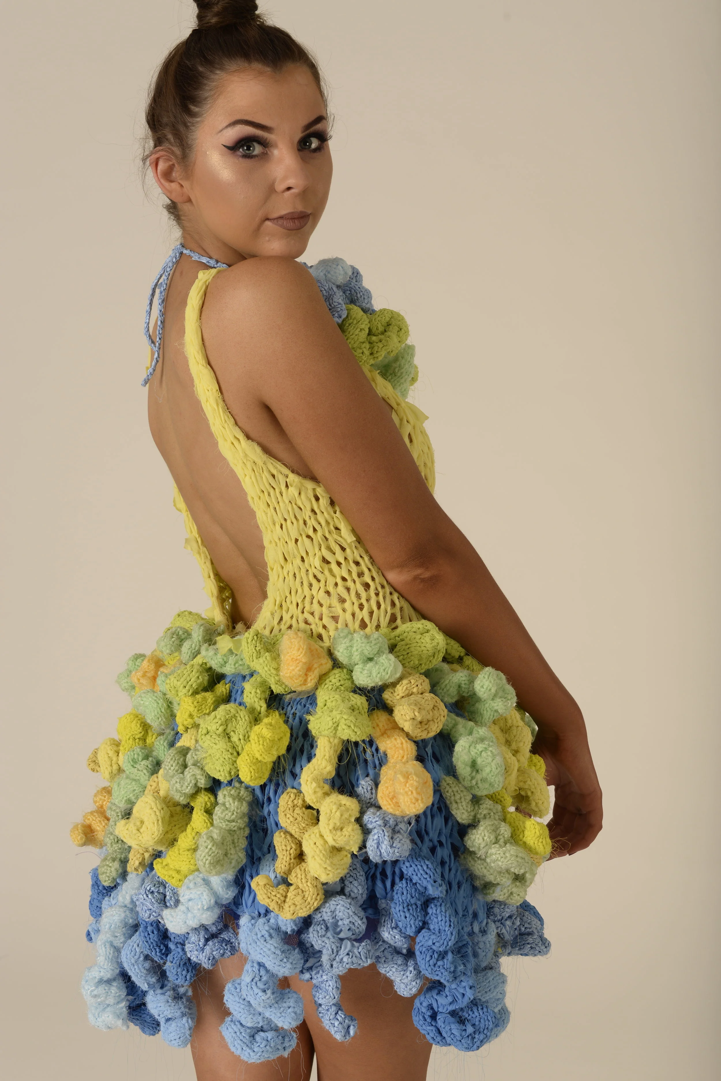  Finished Piece: Dress side view.   Photo Bob Corrigan 2017; Model Hailey O’Sullivan      Click on photo for full view  