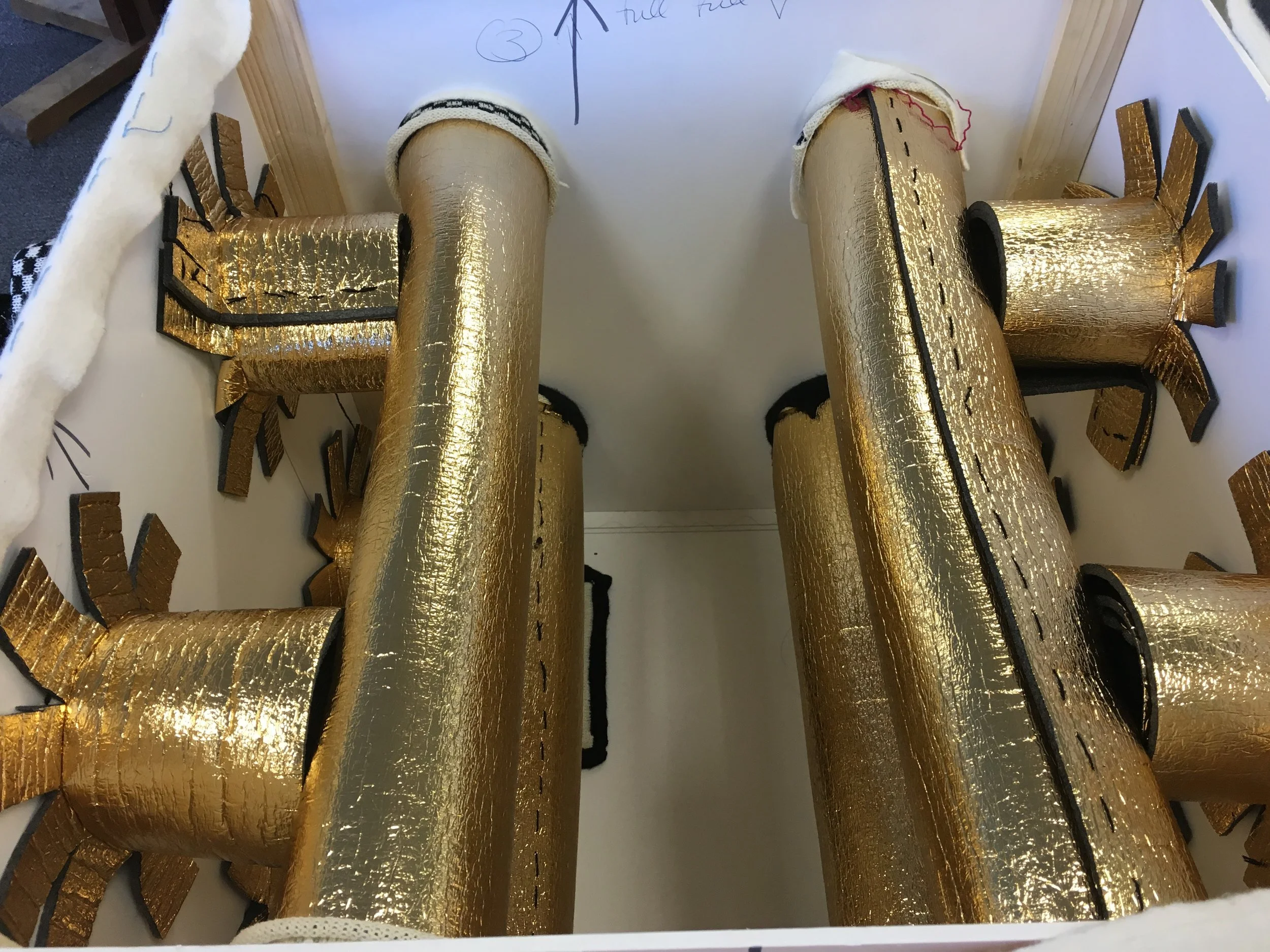  Inside the cube  Constructed from underlay, sewn into tubes  “Washers” created to enhance stability - required as interactive piece 