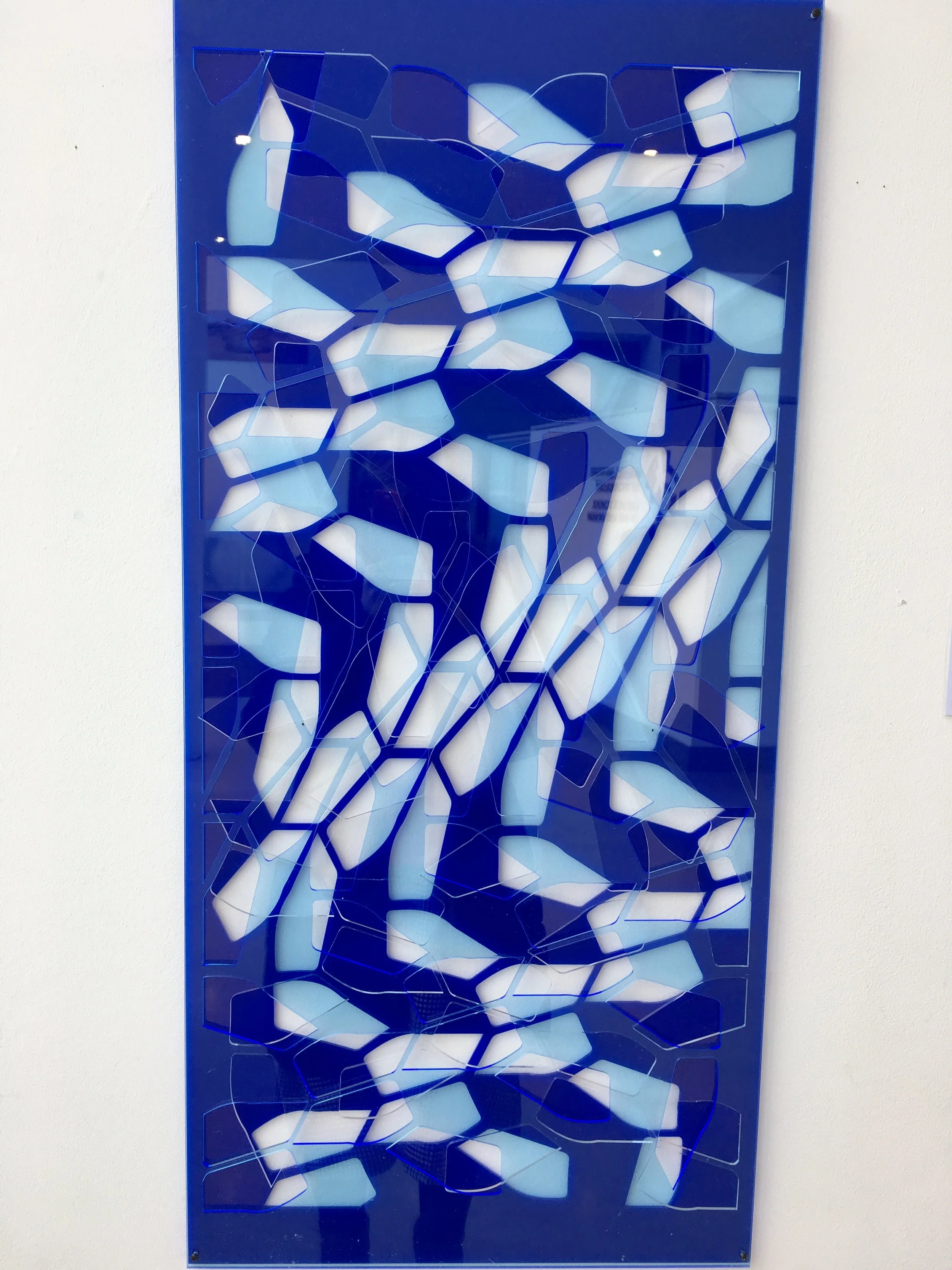  Finished Piece: Space Encapsulated. Laser cut.  Pentagonal tesselation pattern   