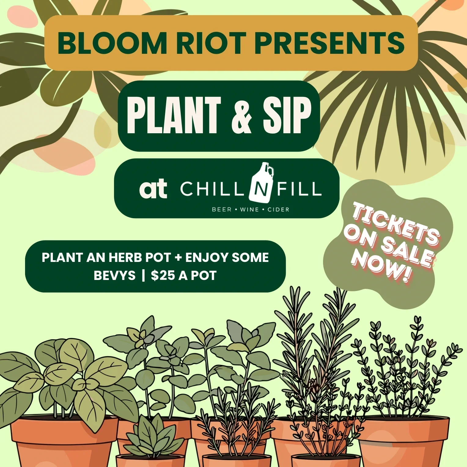 Bloom Riot Herb Pot Plant &amp; Sip