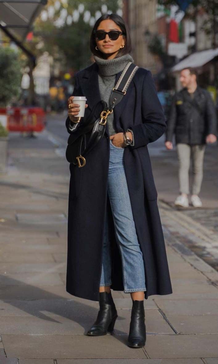 Women Long Black Coat Black Outfit Black Winter Coat Outfit Ideas