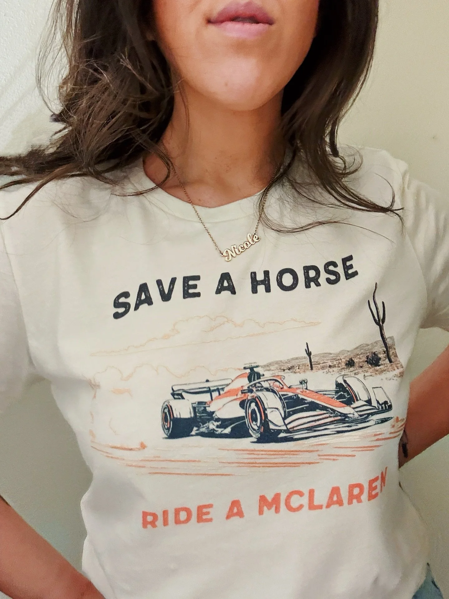 Fast, loud, low to the ground, grip and real horsepower lap after lap. Yeehaw 🌵🏎️🤠😏

#SaveAHorseRideAMcLaren #F1Fashion #PolePositionDrip
#DRSAndDesigner #McLarenModeOn #LightsOutAndLookGood #TracksideThreads #RaceDayReady #F1FitsOnly #DownforceA