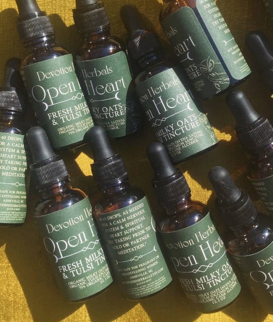Open Heart Tincture - Fresh Milky Oats, Tulsi, Cane Alcohol, Organic