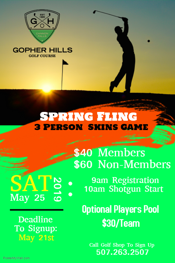 spring fling 3 person skins game on saturday may 25 gopher spring fling flyers