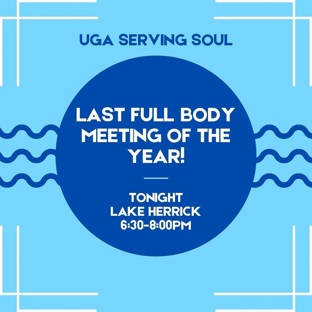 Our last full body meeting of the year is TONIGHT at Lake Hedrick!! We cannot wait to see everyone! There will be games, food, and more!!