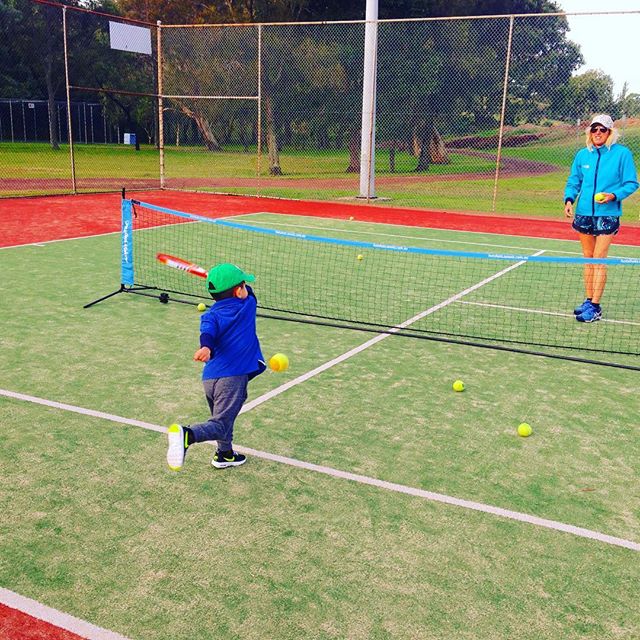 Future Novak in action #pre schoolertennis lessons #mutch parkPagewood #littlekids #sport #handandeyecoordinationskills