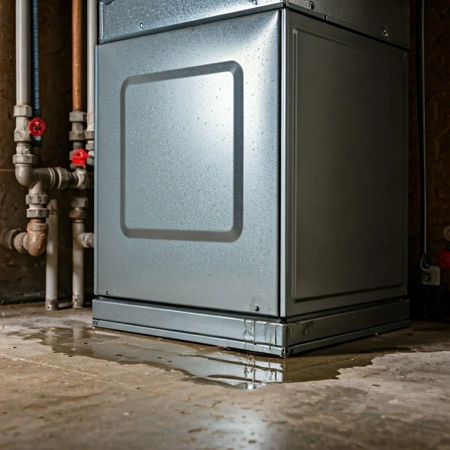 Water leaking at base of furnace