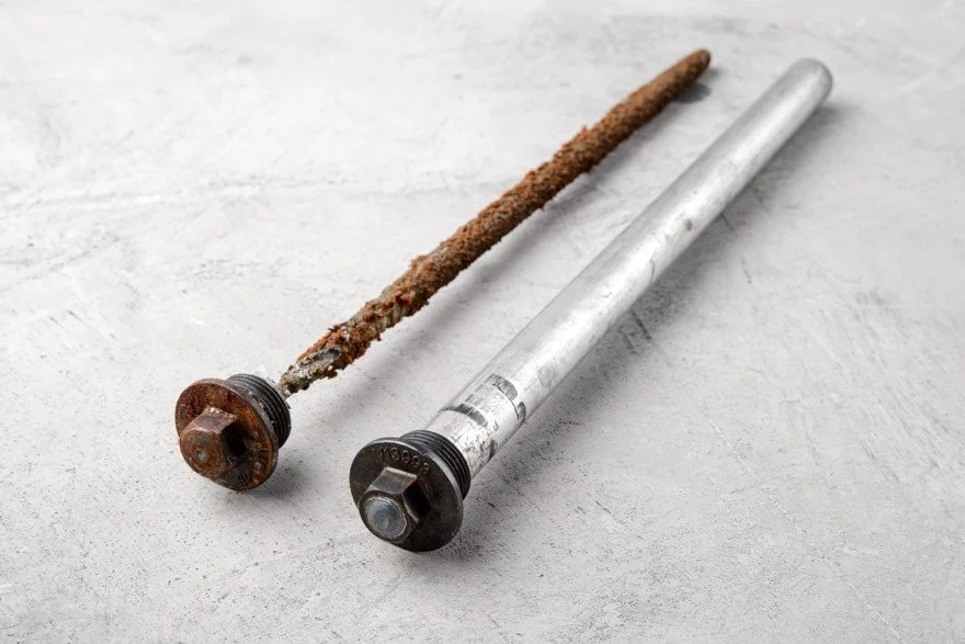 Corroded water heater anode rod