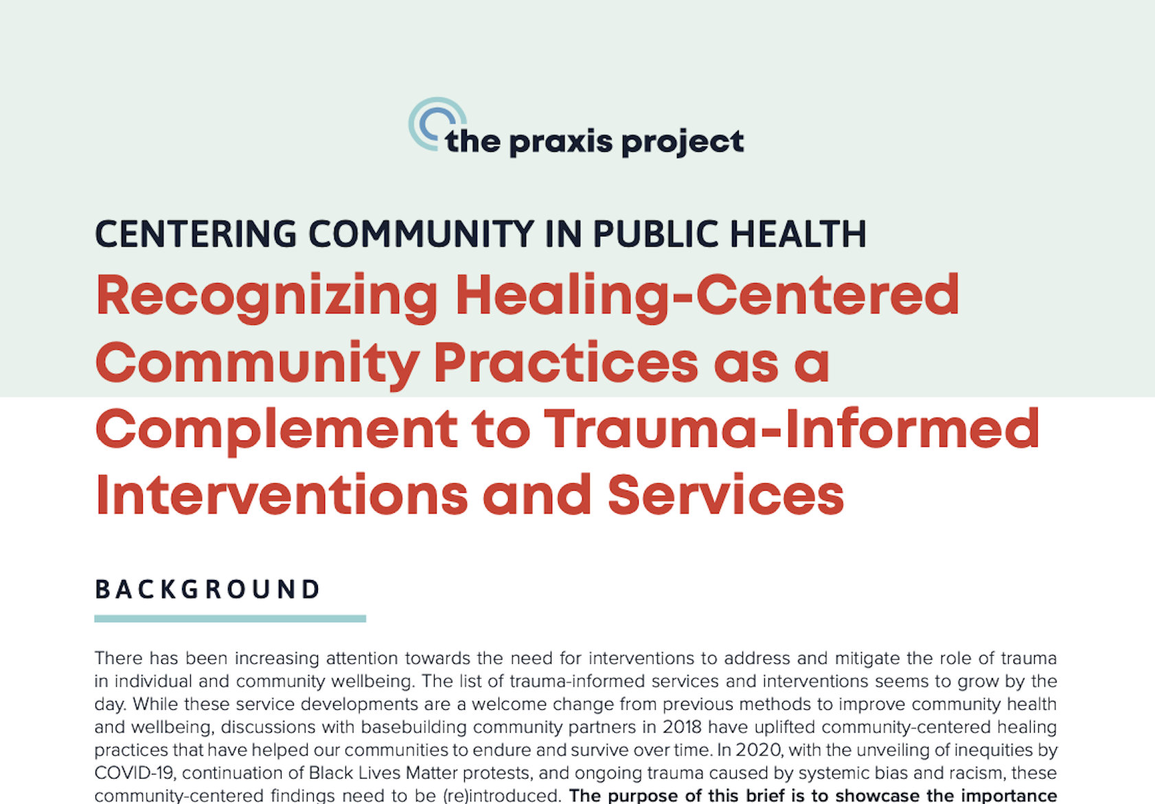 NEW BRIEF: Recognizing Healing-Centered Community Practices as a Complement to Trauma-Informed Interventions and Services