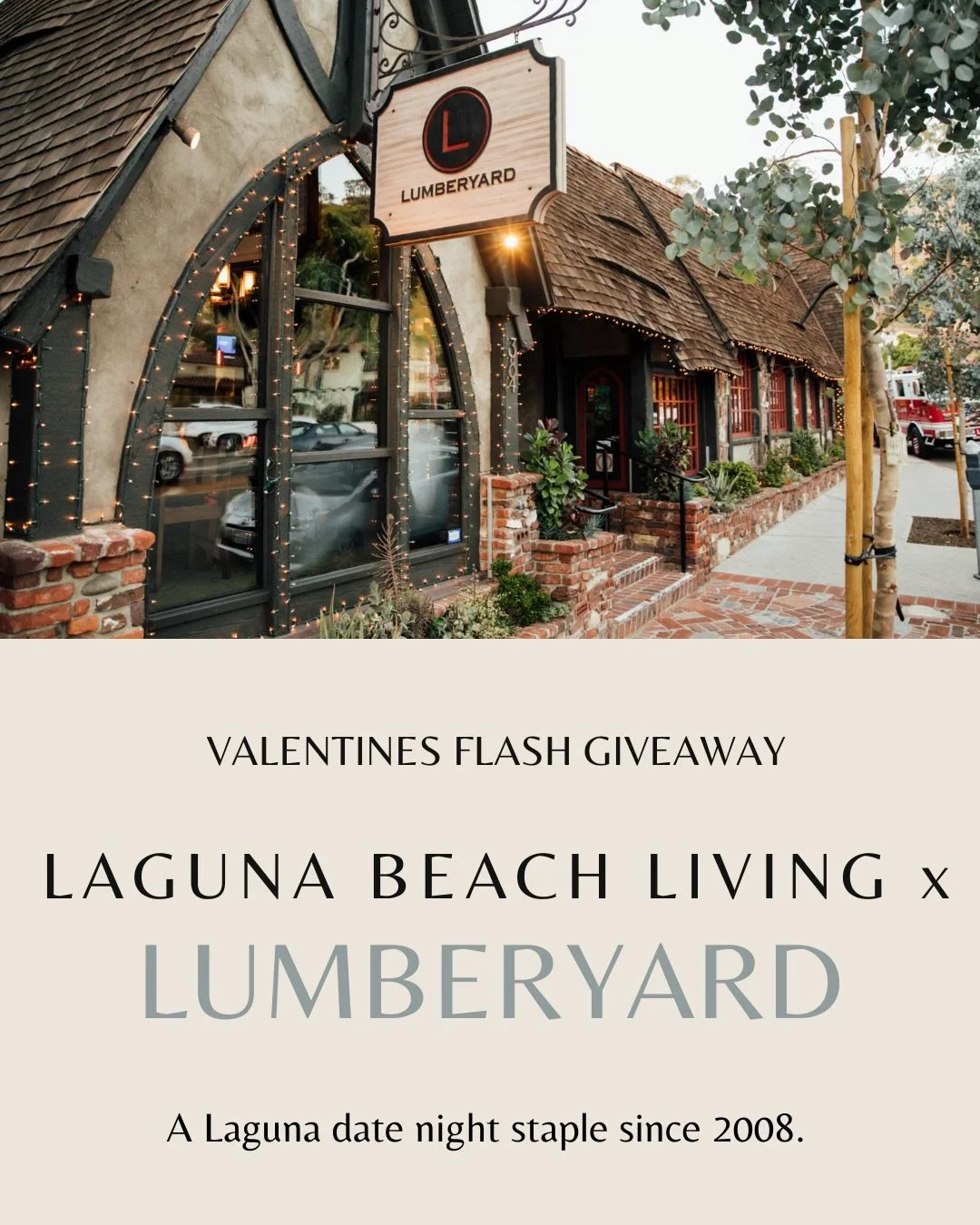 GIVEAWAY CLOSED! Thank you to everyone who entered. Congrats @bebejennn, you are our winner! Please DM us to claim your prize. 

💘 Valentine&rsquo;s Flash Giveaway 💘

We&rsquo;re partnering with @lblumberyard &mdash; a Laguna date night staple sinc