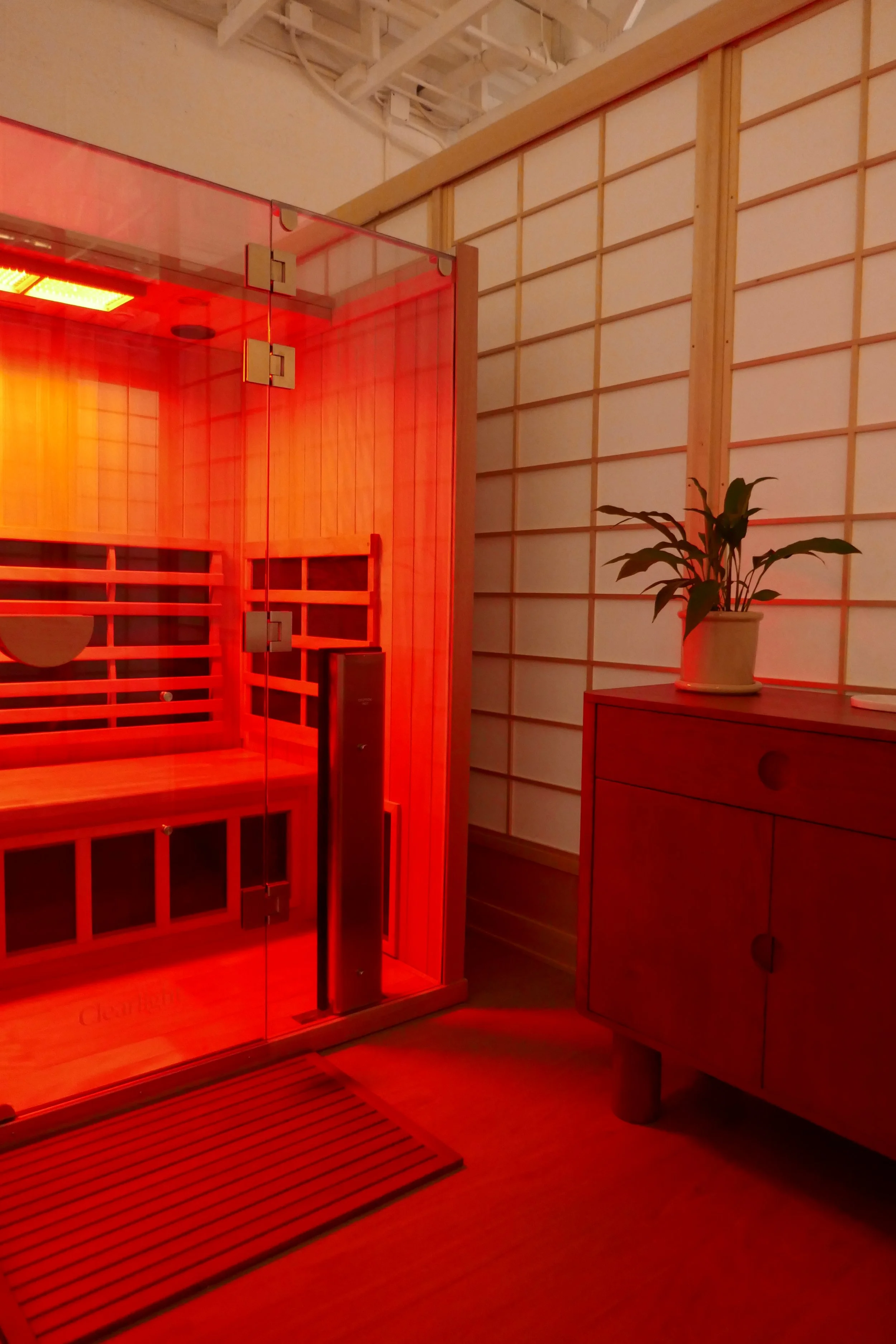 Infrared sauna room at OC House of Healing at 30818 Coast Hwy Laguna Beach