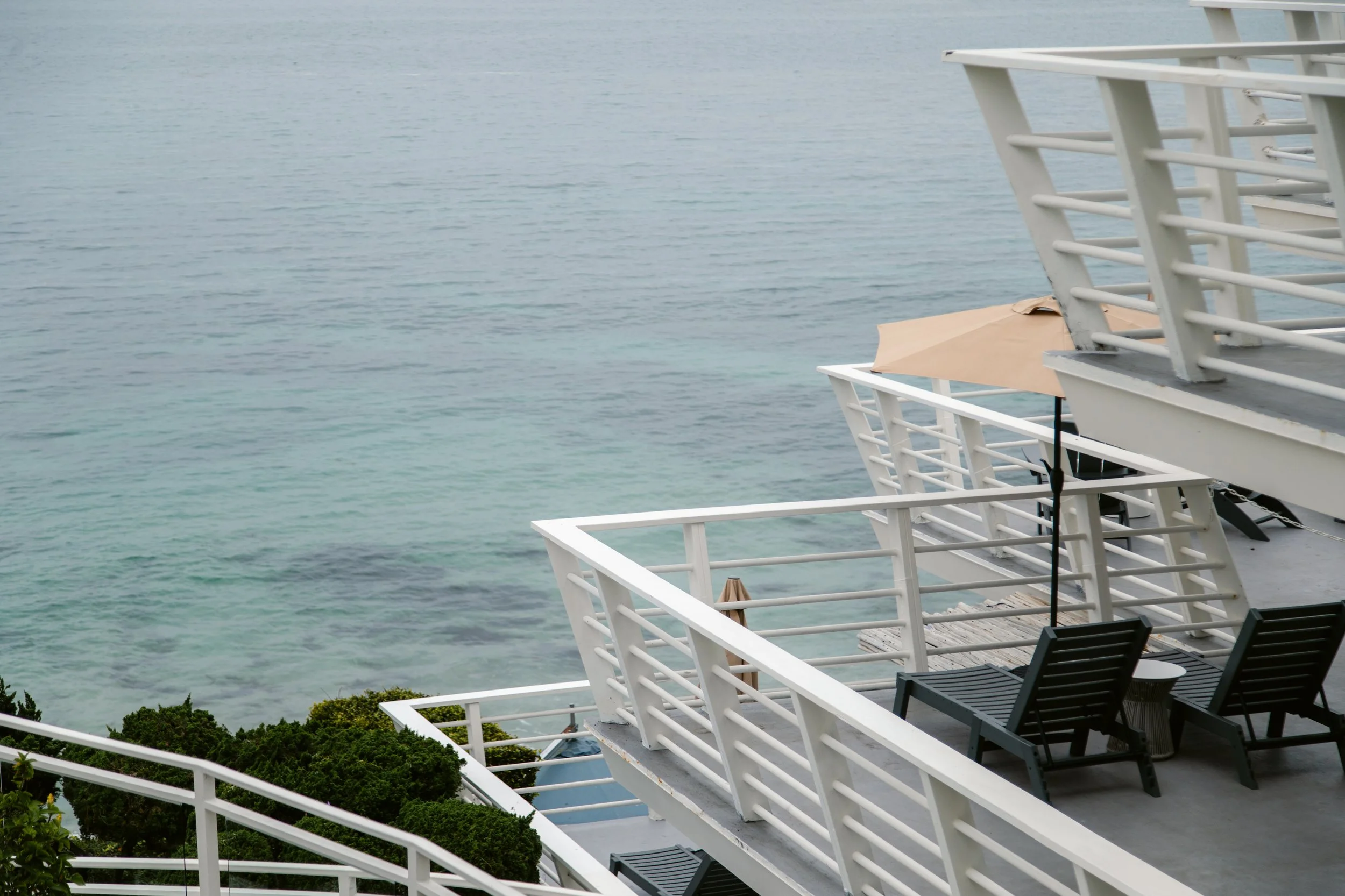 Oceanfront balcony view at Laguna Surf Lodge overlooking the Pacific Ocean in Laguna Beach.