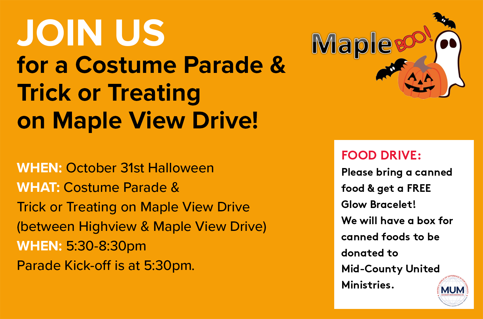MapleBoo Costume Parade & Trick or Treating