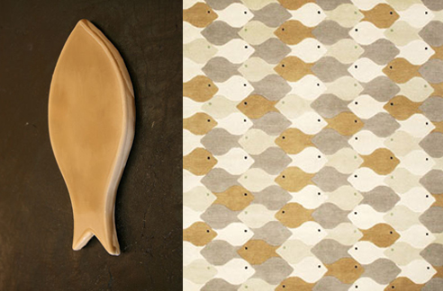 Inspiration for 2008 Fish rug, hand-knotted and hand-crafted Tibetan wool for The Rug Company.