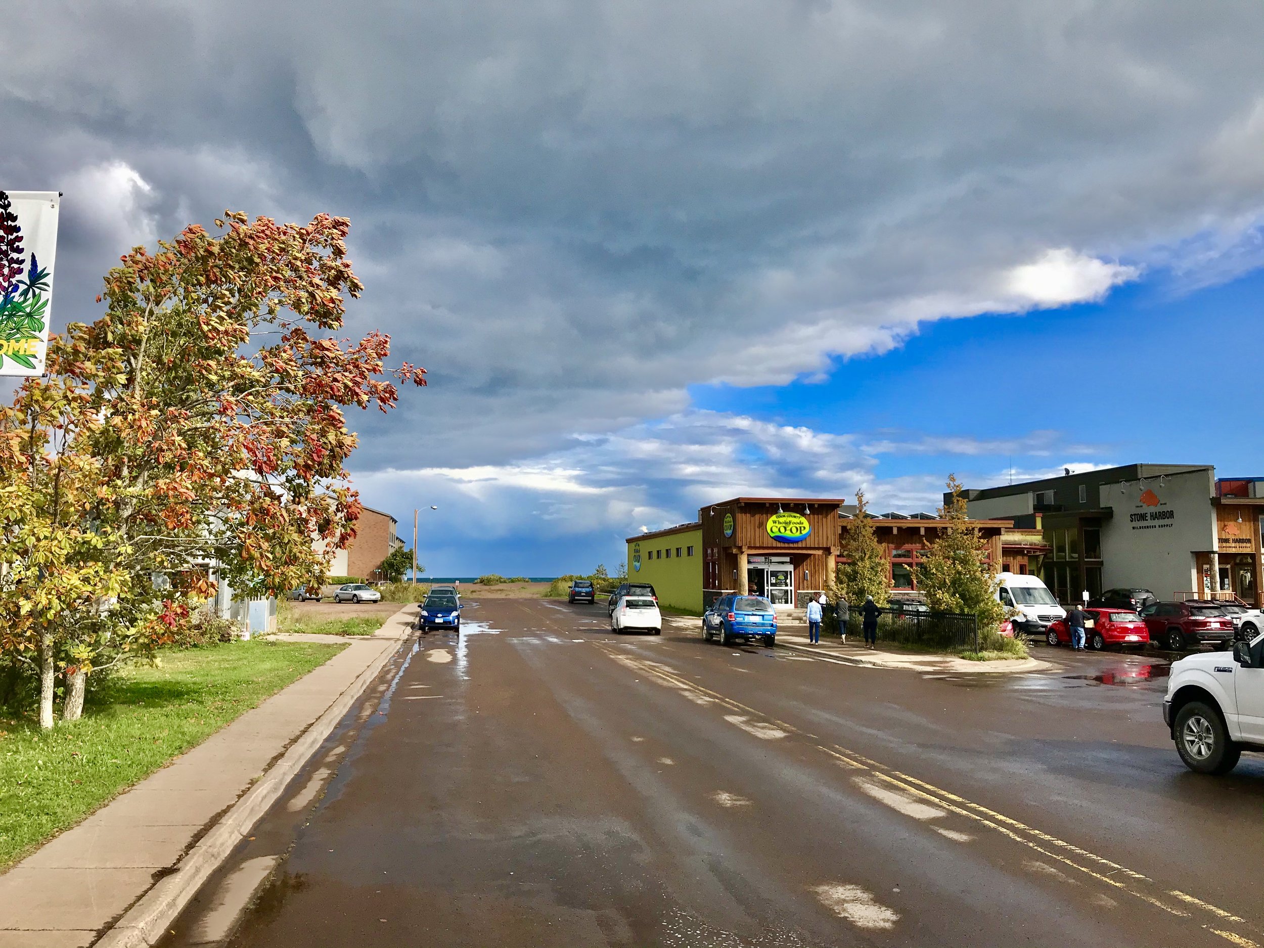 Looking out toward Lake Superior beyond the co-op