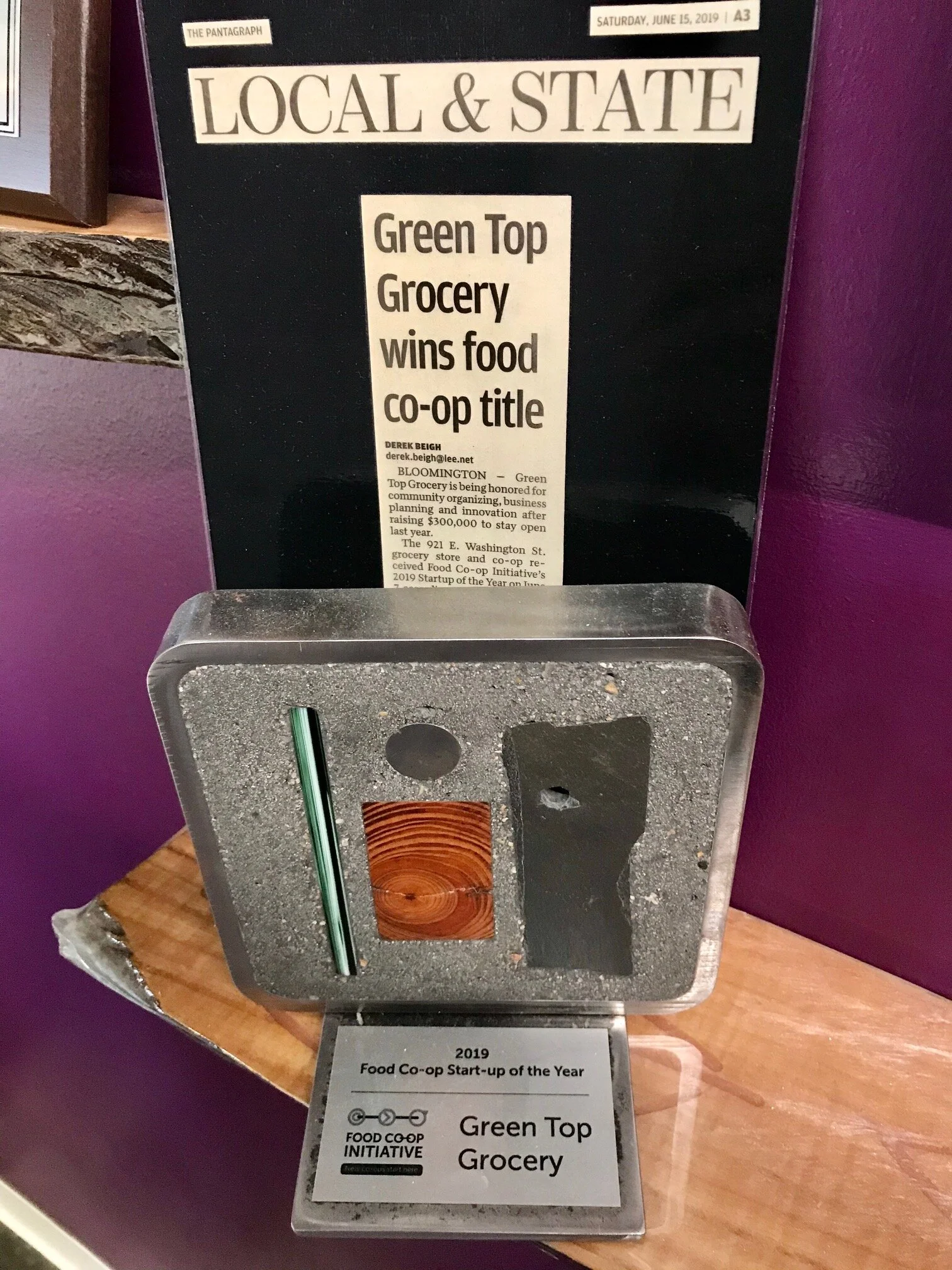 Green Top Grocery (Bloomington, IL) received the 2019 Food Co-op Startup of the Year award presented by the Food Co-op Initiative