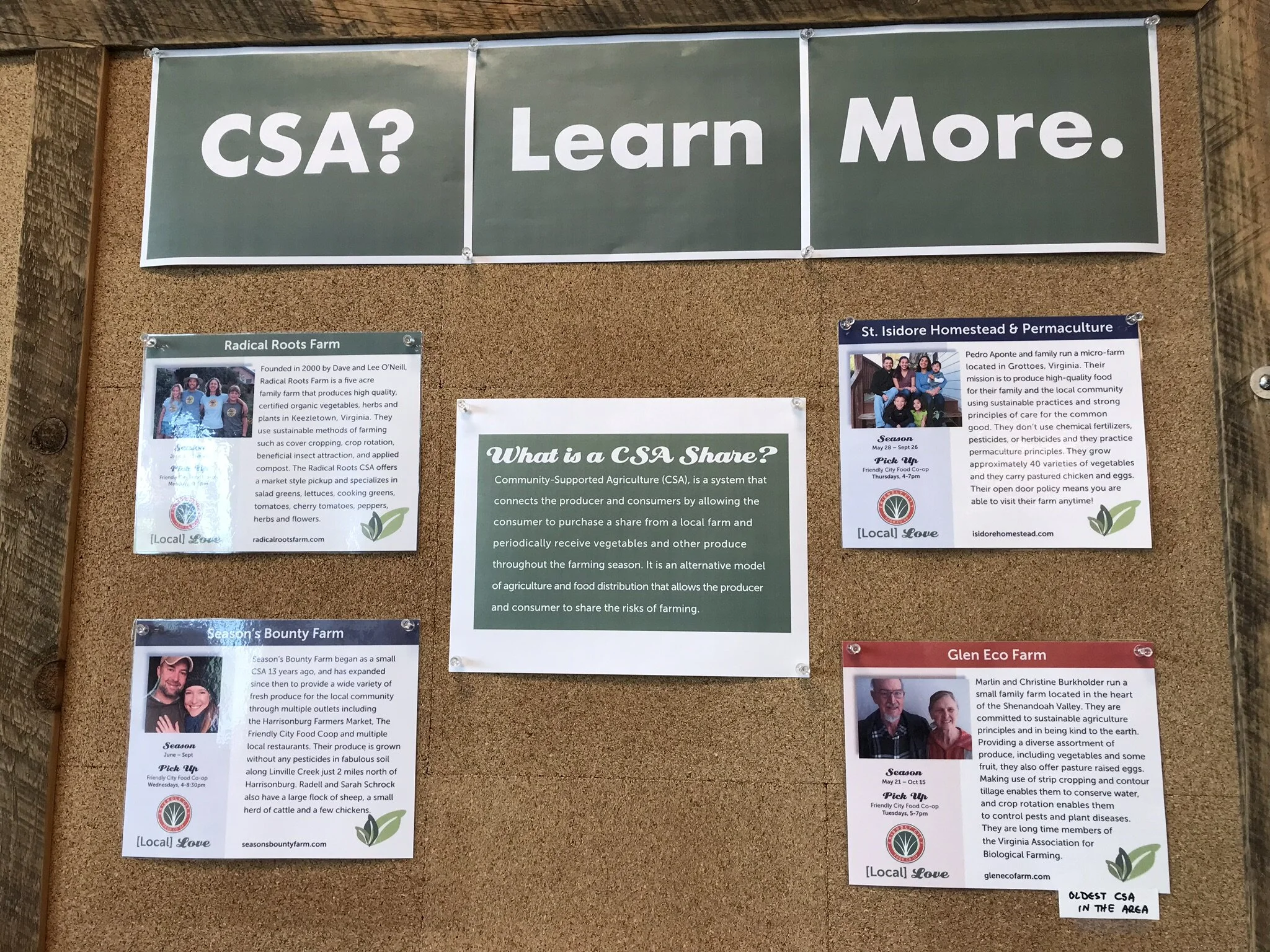 CSA support @ Friendly City Food Co-op