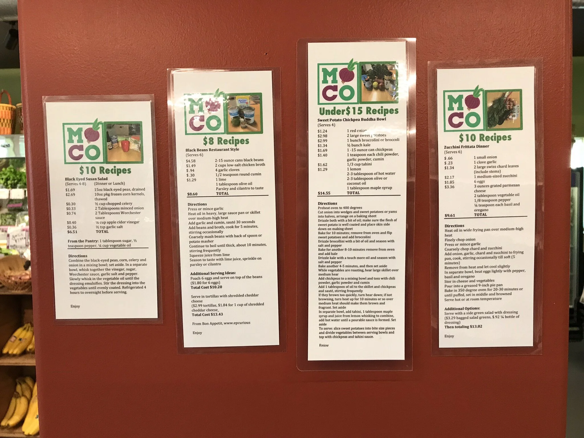 Recipes to take home @ MOCO