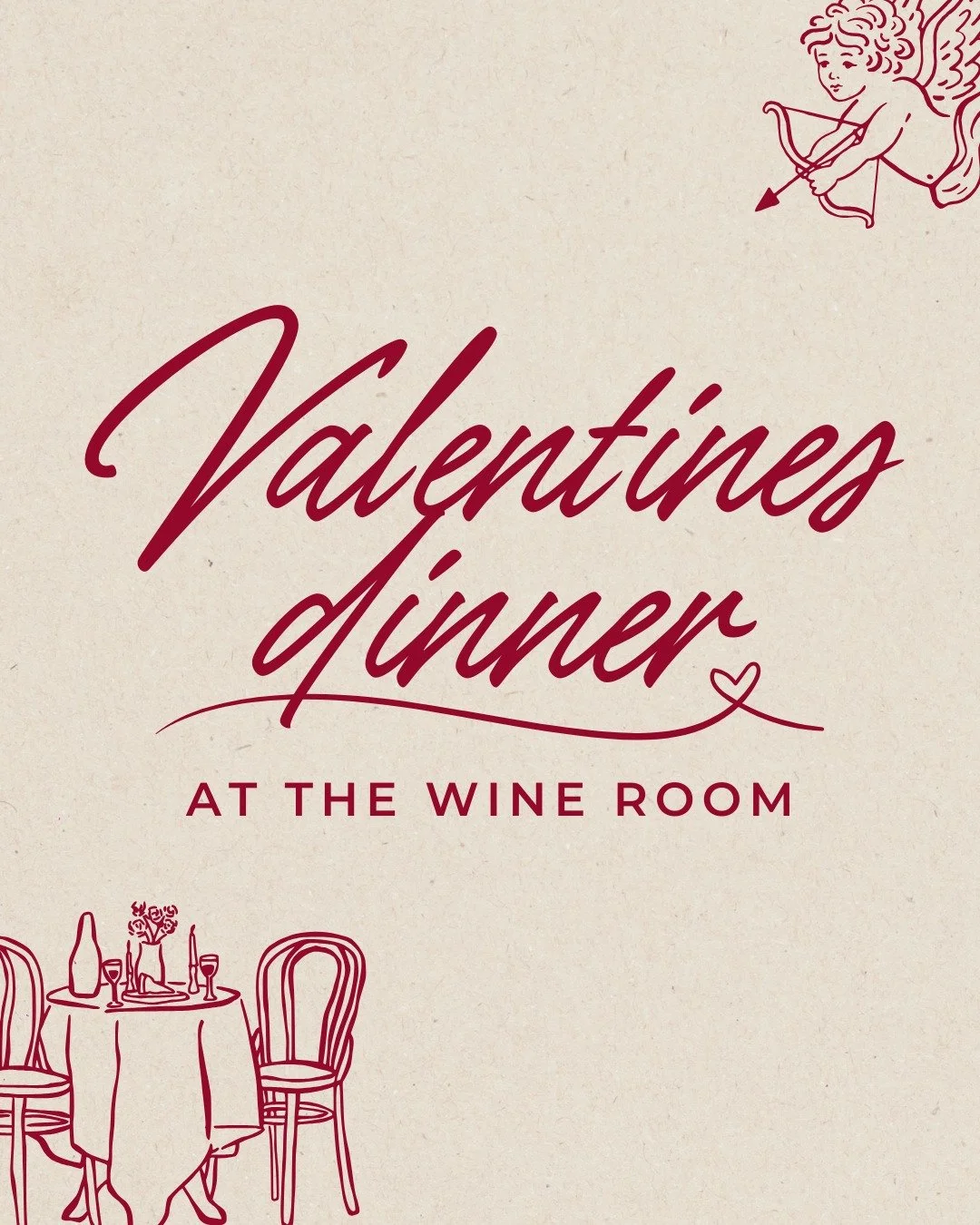 This Valentine&rsquo;s Day, celebrate love at The Wine Room with an evening designed to be savoured. 💕

Enjoy a five-course degustation dinner, thoughtfully curated by our executive chef @chef_davey_food &amp; served in an intimate, candle-lit setti