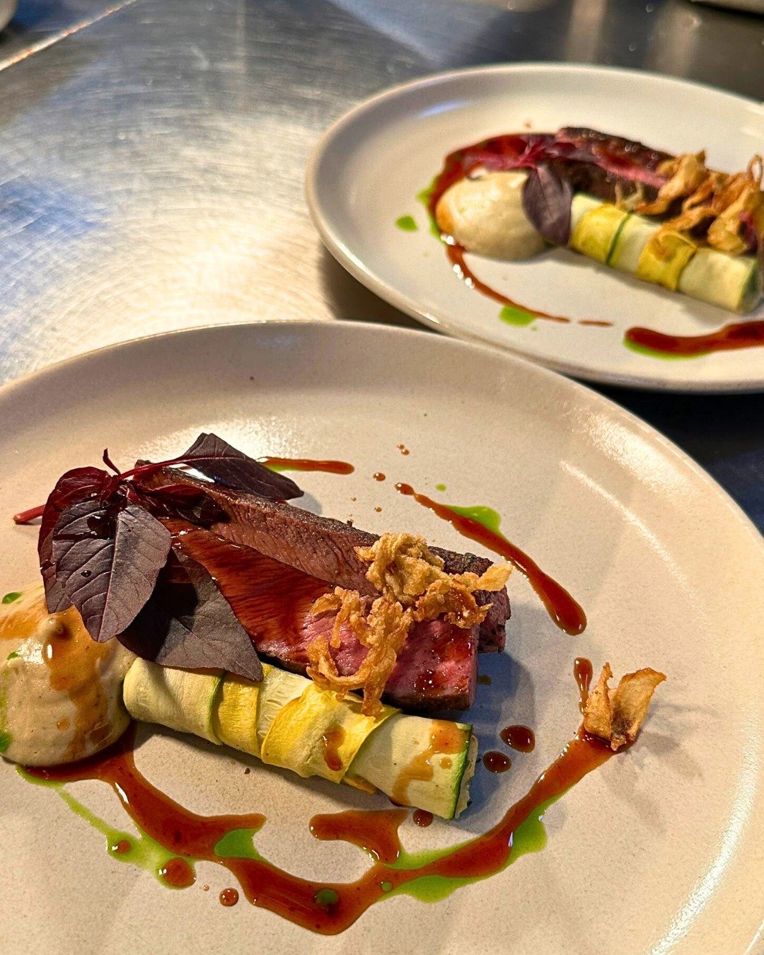 #throwback to our Valentine&rsquo;s Dinner last weekend in The Wine Room.

These two dishes formed part of our five-course menu; peppered lamb with charred eggplant b&eacute;chamel and a white chocolate mousse finished with raspberry and lemon mering