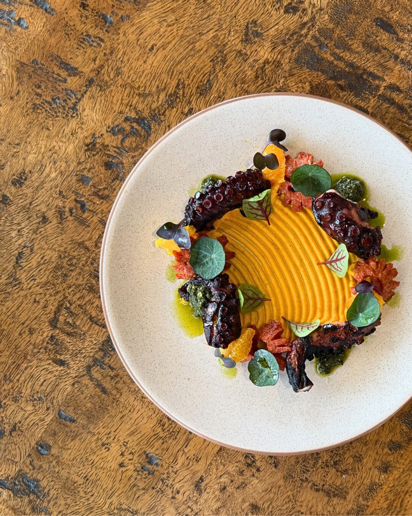 This month in The Wine Room, we&rsquo;re featuring chargrilled octopus with chorizo, carrot, orange, salsa verde and nasturtium.

Bright, vibrant and beautifully balanced, with citrus freshness, rich chorizo and a delicate peppery lift from nasturtiu