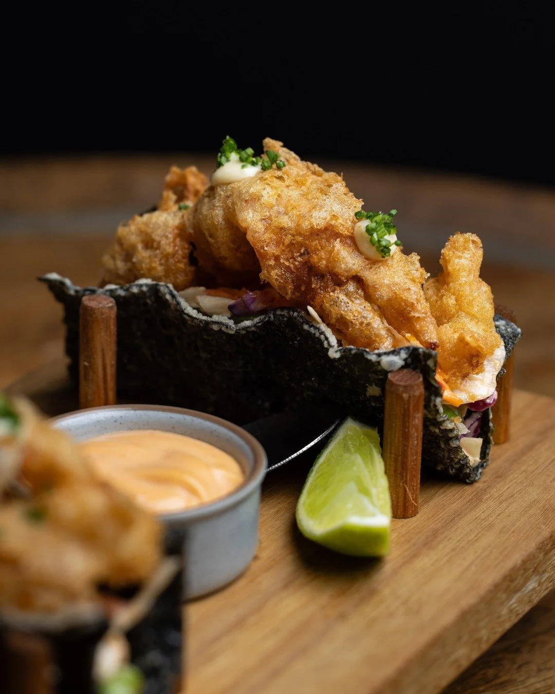 Fresh to the menu at The Wine Room, soft shell crab tacos with edamame, chilli mayo slaw and nori. Light, crunchy and full of flavour, perfect alongside a glass of wine and a long dinner with friends.

Restaurant open Wednesday to Saturday from 5:30p