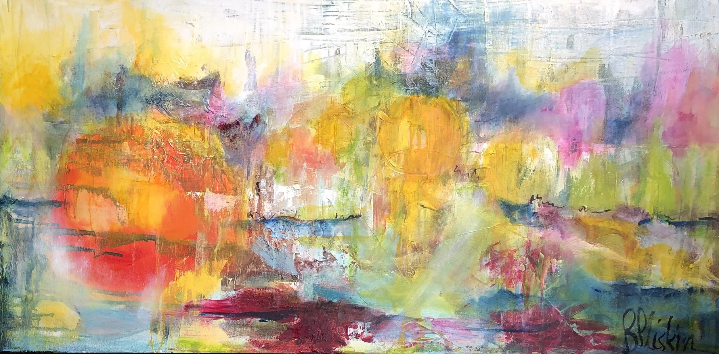 Barbara Pliskin - Sun Series IV - oil on canvas - 18 x 36