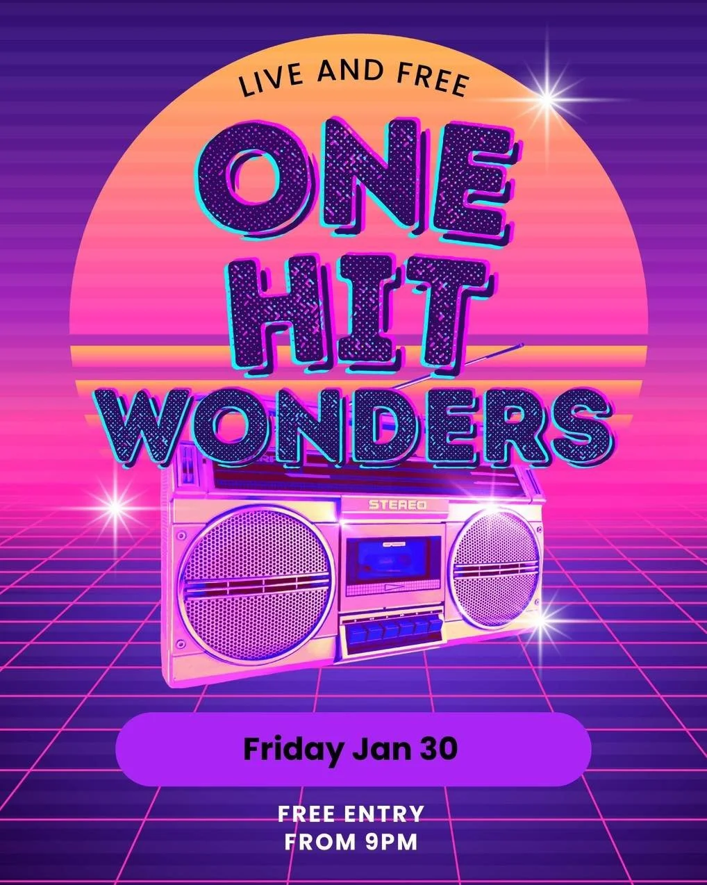 🎧✨ ONE HIT WONDERS &ndash; LIVE &amp; FREE ✨🎧
All the throwback hits you know every word to 😎

📅 Friday Jan 30
⏰ From 9PM
📍 Colonial Hotel
🎟️ FREE ENTRY

Round up the crew and sing it loud all night 🎤🍺
