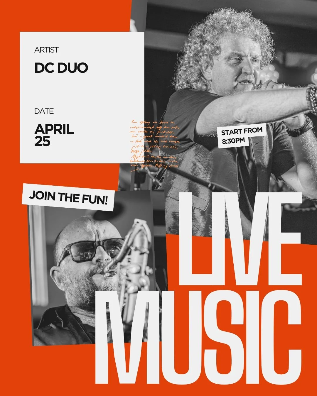 🎶🔥 LIVE MUSIC THIS SATURDAY 🔥🎶

DC Duo hitting the stage with all your favourite tunes 🎤🎷

🗓 April 25
⏰ From 10am

Good music, cold drinks, and the perfect Saturday night vibe 🍻

Grab your crew and get down early 👇
Who&rsquo;s coming for a n