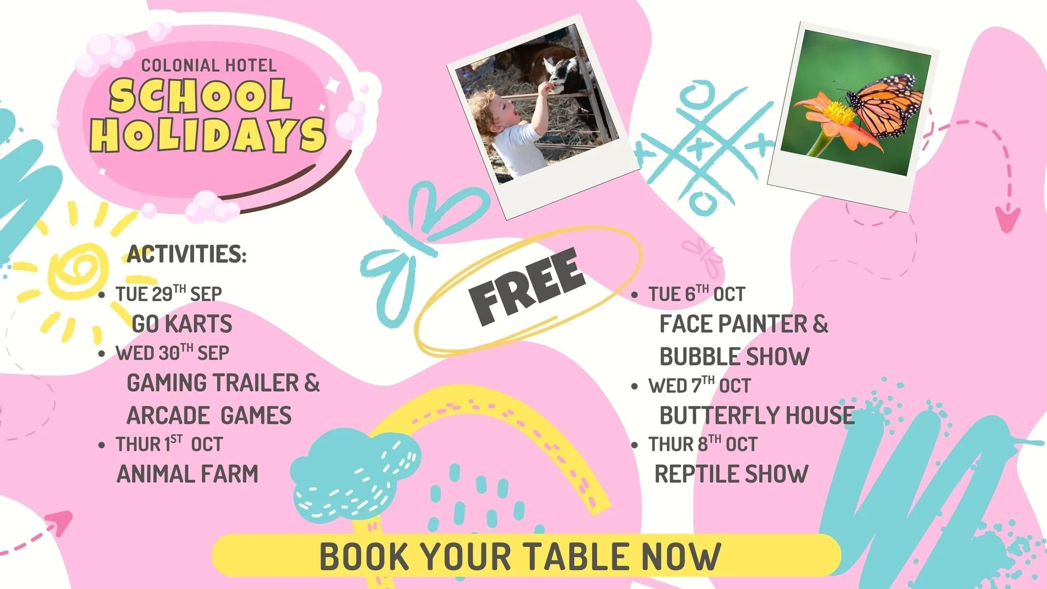 🎉🌈 SCHOOL HOLIDAYS ARE SORTED AT THE COLONIAL! 🌈🎉

Looking for something fun to keep the kids entertained these school holidays? We&rsquo;ve got a huge lineup of FREE activities happening at the Colonial Hotel! 🙌

🏎️ Tue 29 Sep &ndash; Go Karts